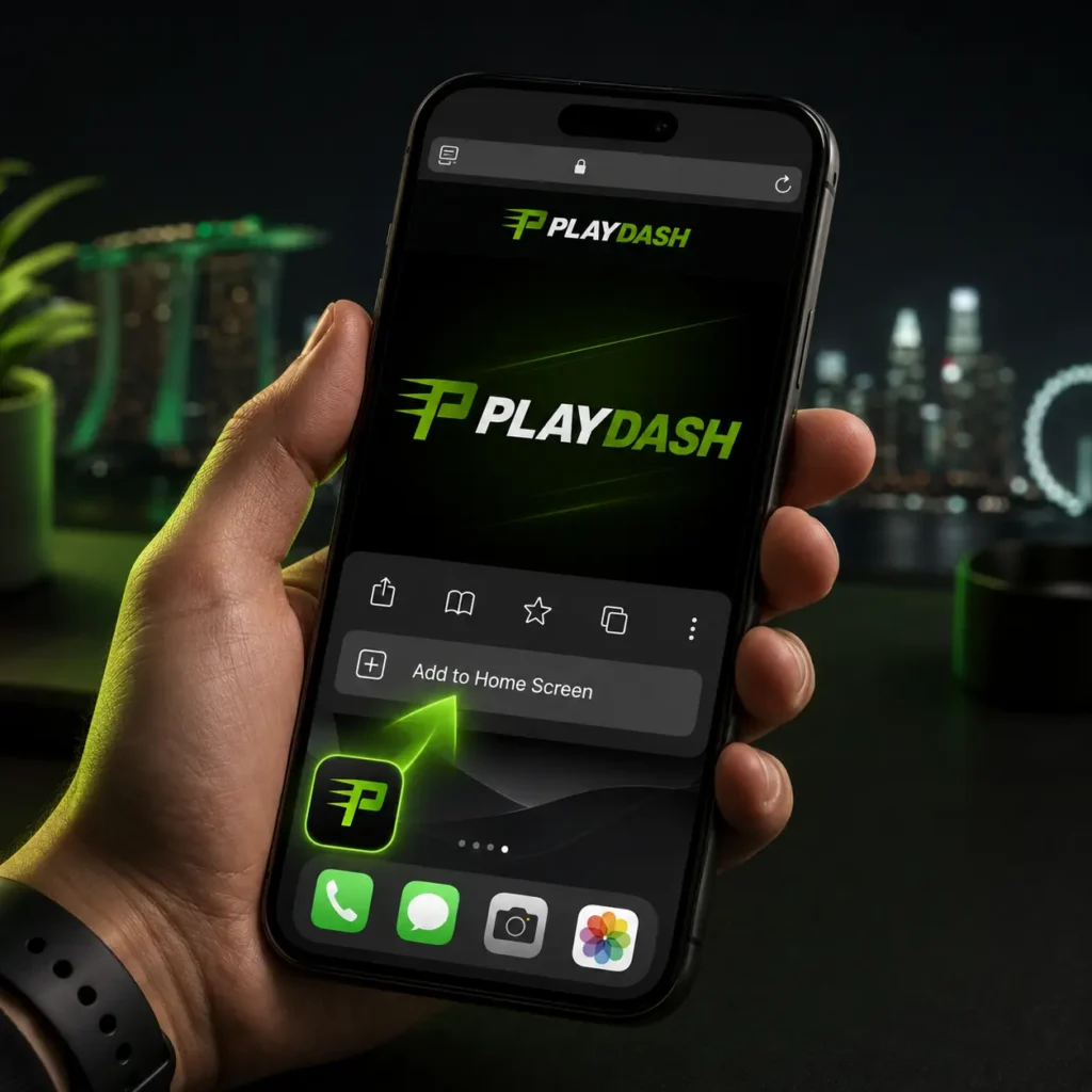 Adding PlayDash to a phone home screen from the browser menu