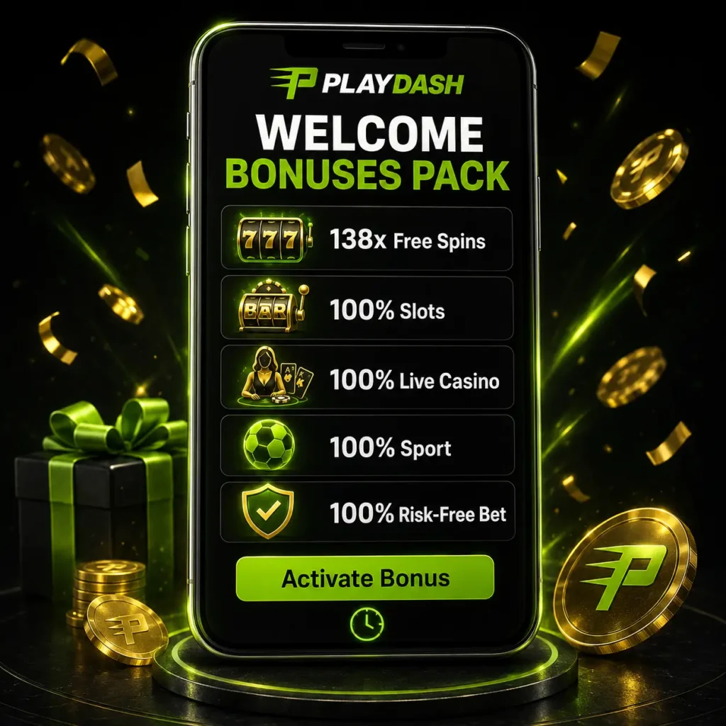 PlayDash Welcome Bonuses Pack with five casino and sports reward options
