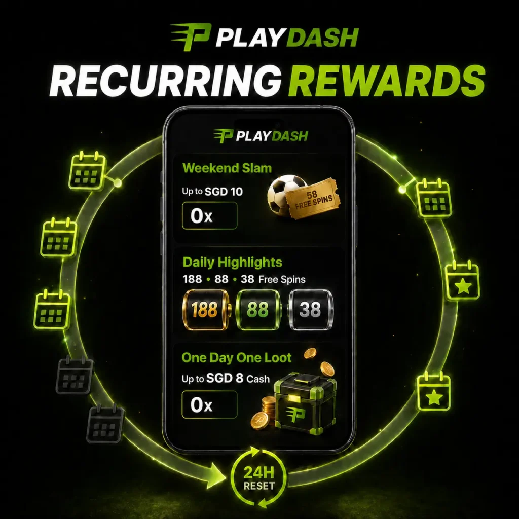 PlayDash recurring rewards including Weekend Slam, Daily Highlights and One Day One Loot