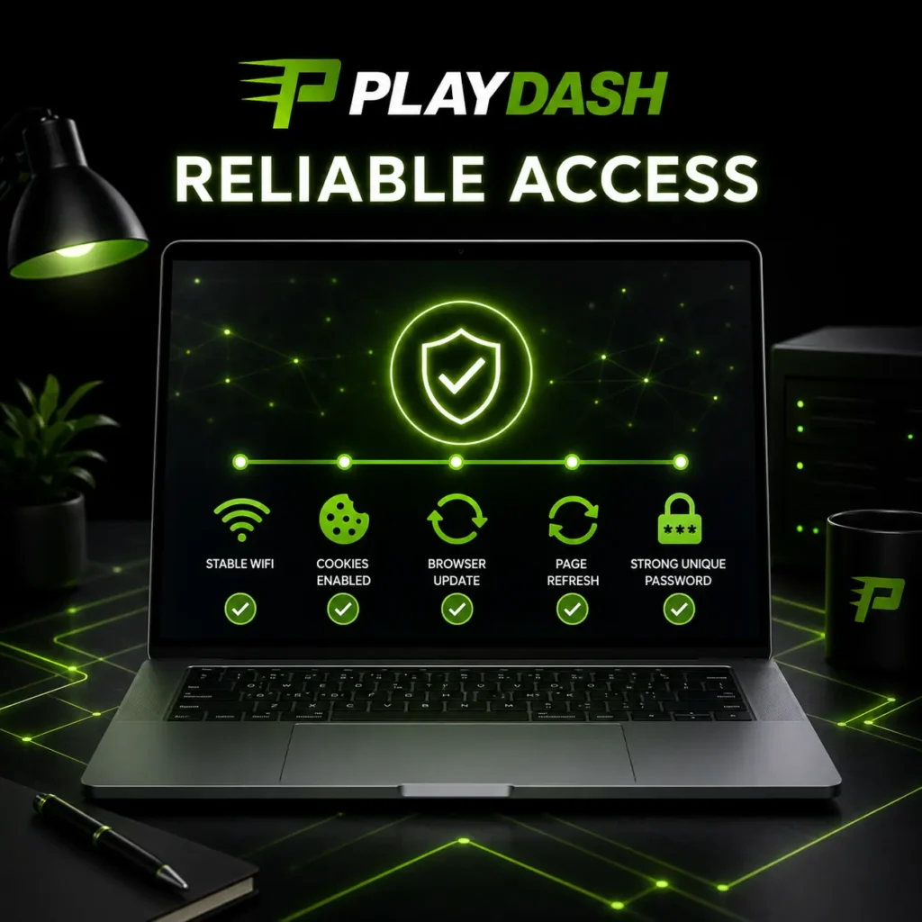 Reliable PlayDash access with stable Wi-Fi, cookies, browser updates and a strong password
